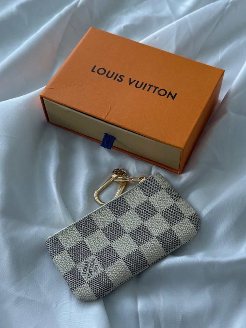 Louis Vuitton Damier Azur Pochette Clés Key Pouch Coin Purse Card Holder